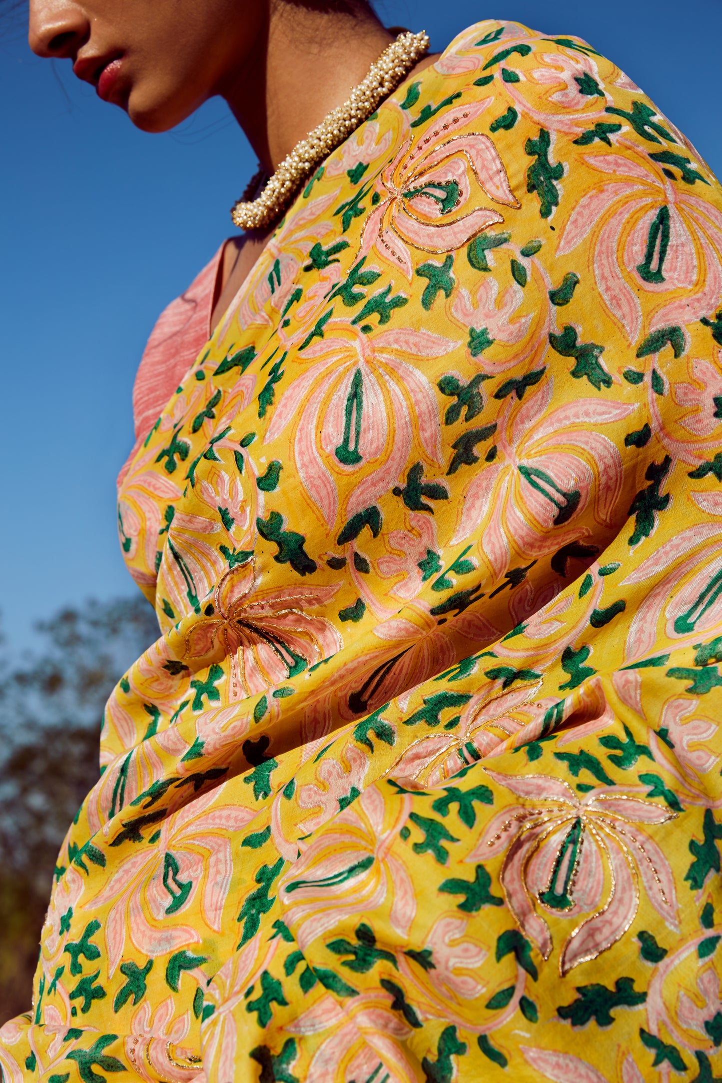 Silk lotus sari