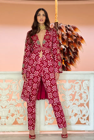 ‌Ahilya Ikat Trench Kurta Set