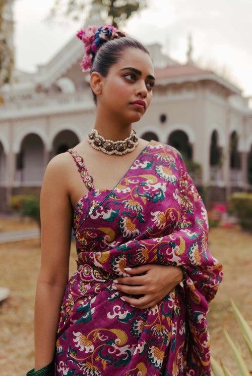The-Jodi-Life-wedding-festive-handcrafted-sustainable-rustic-hand-blockprinted-embellished-multicoloured-saree-sequins